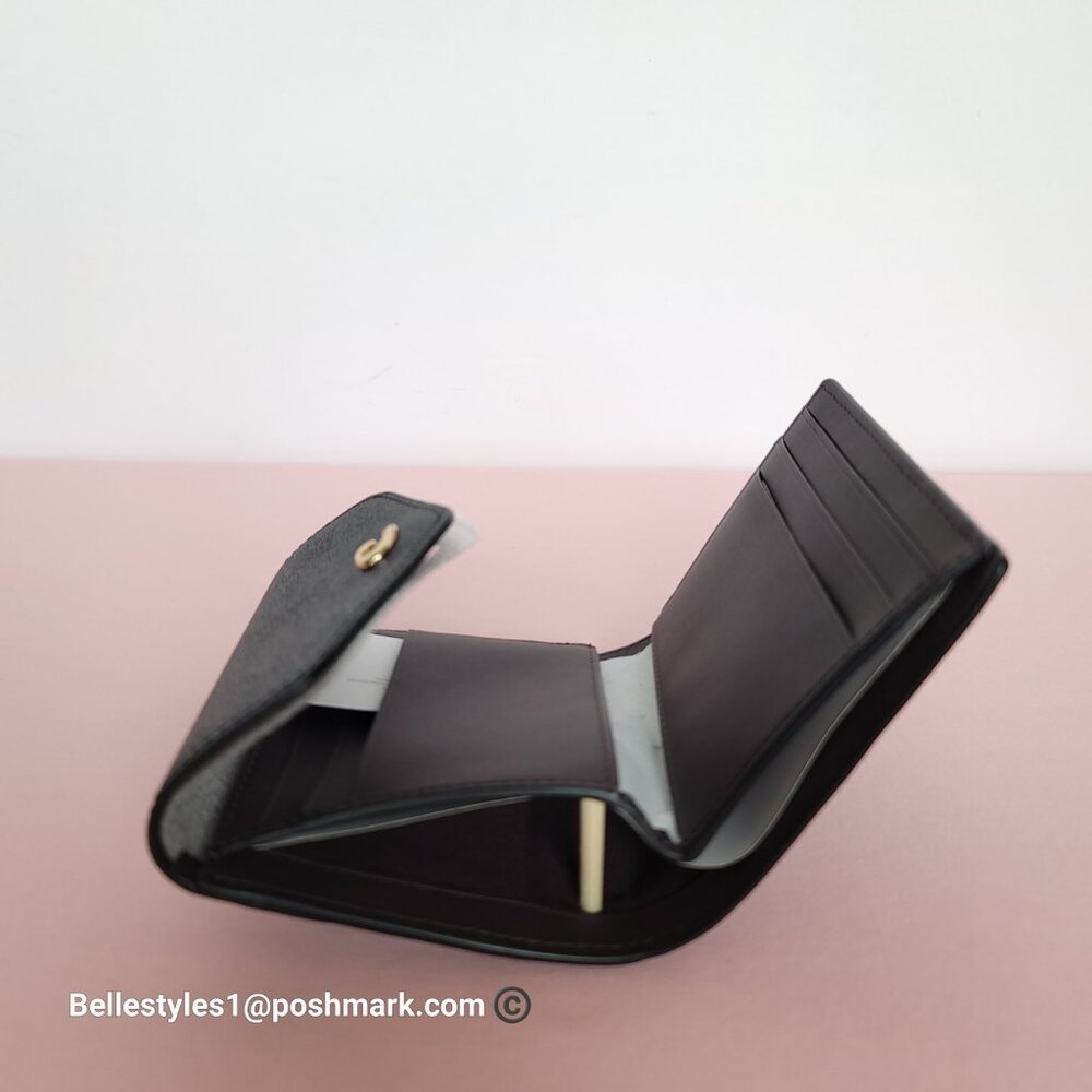 COACH Wyn Crossgrain Leather Small Leather Wallet- Black color 🎈$89. ⭐ - Picture 11 of 16